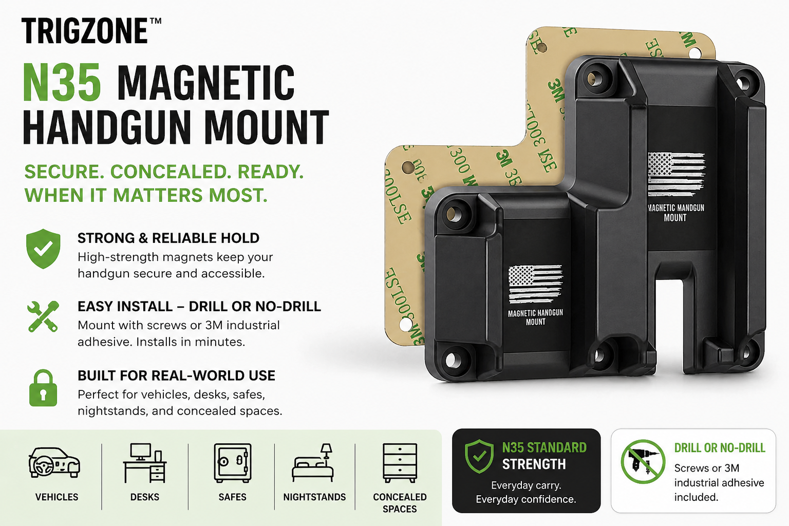 TrigZone N35 Gun Magnet Mount – Reliable Everyday Hold for Vehicle, Home & Concealed Access - Image 4