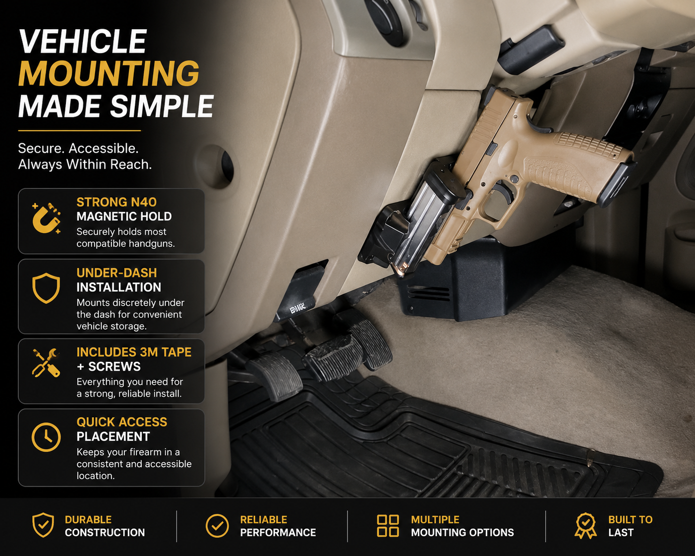 TrigZone N35 Gun Magnet Mount – Reliable Everyday Hold for Vehicle, Home & Concealed Access - Image 6